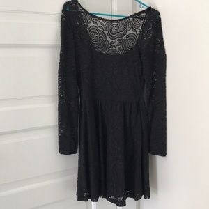 Black floral print dress